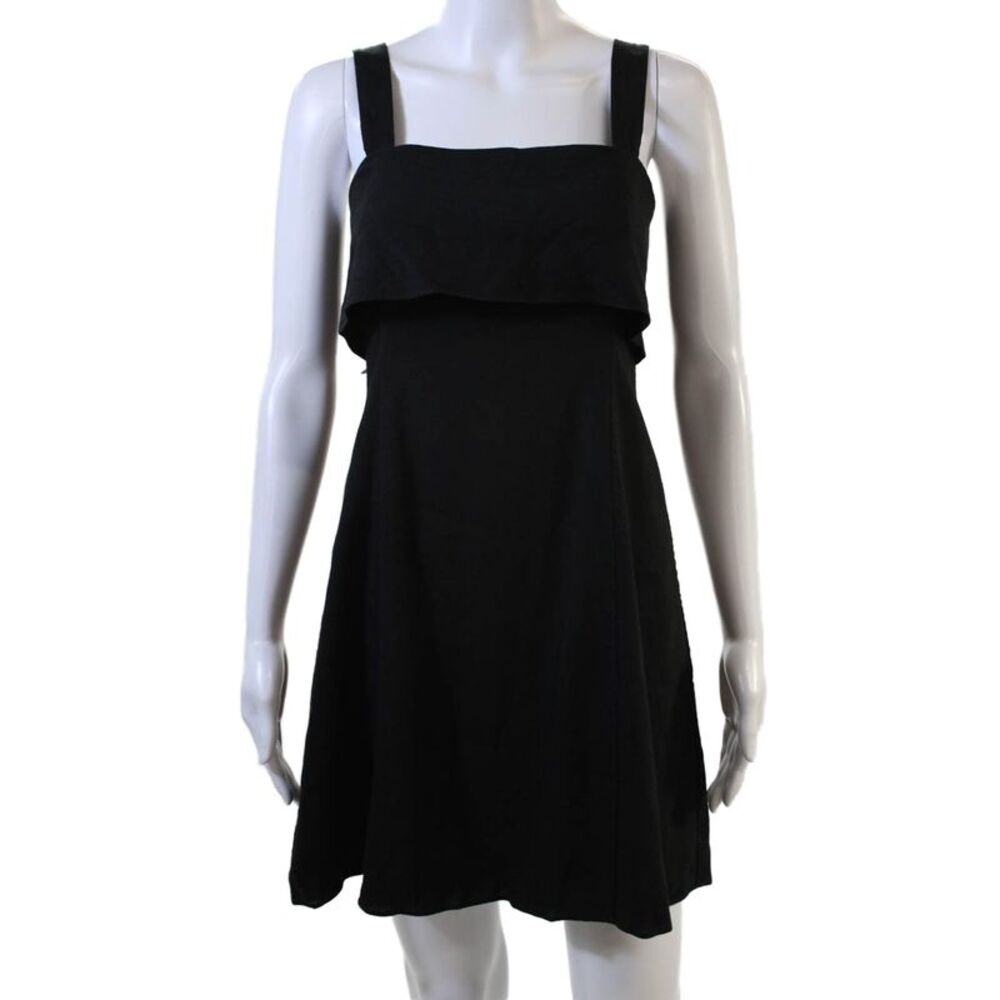 Theory Women Black A-Line Sundress Sleeveless Square Neck Size 0